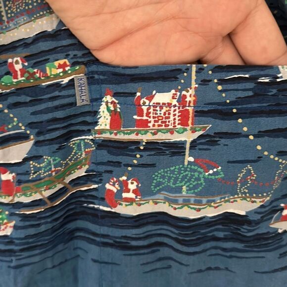 Vintage 90’s Kahala Mens Multicolor Balboa Island Christmas Boat Parade Shirt M - Picture 2 of 7
